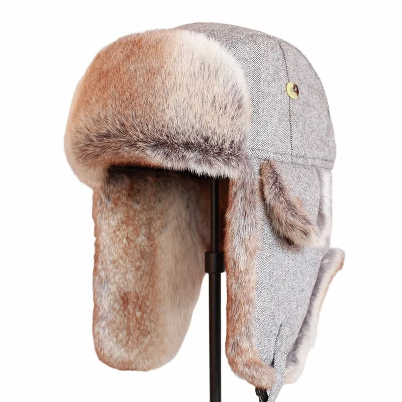 Trooper Trapper Winter Bomber Hat Men Women Warm Faux Fur Hats with Ear Flaps